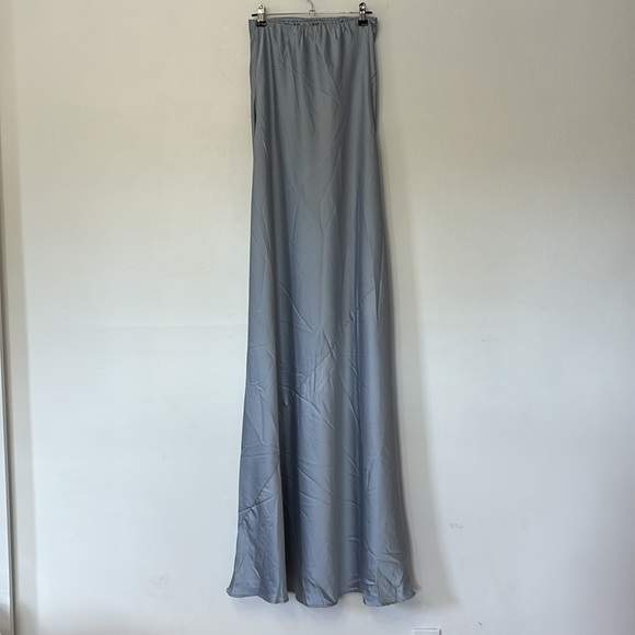 NWOT Show Me Your Mumu Taylor Tube Maxi Dress in Steel Blue Luxe Satin - Picture 6 of 8
